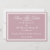 Chic Script Details Stof Roze Save The Date Aankondiging (Voorkant)