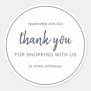 Chic Script Donkerblauw Bedankt voor uw aankoop Ronde Sticker