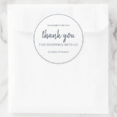 Chic Script Donkerblauw Bedankt voor uw aankoop Ronde Sticker (Tas)