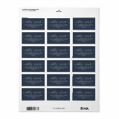 Chic Script Donkerblauw Huwelijk Retouradres Label (Full Sheet)