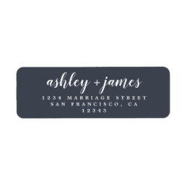 Chic Script Donkerblauwe Huwelijksreactieadres Etiket
