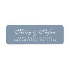 Chic Script Dusty Blue Wedding Return Address Etiket