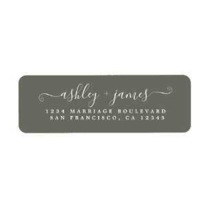 Chic Script Dusty Olive Wedding Return Address Etiket