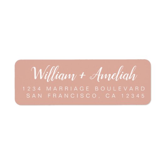 Chic Script Dusty Pink Wedding Return Address Etiket (Voorkant)