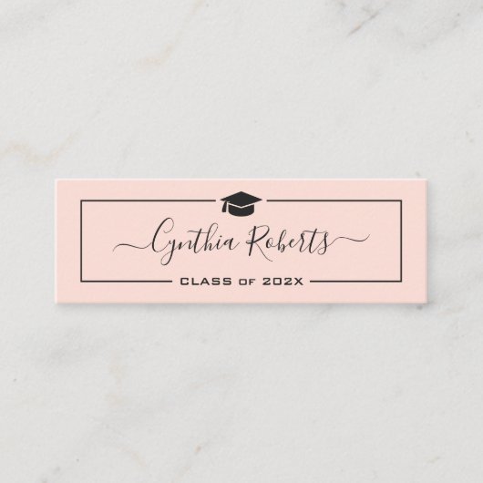 Chic Script Dusty Roos Roze Afstuderen Mini Visitekaartje (Voorkant)