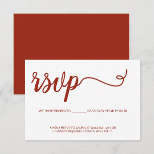 Chic Script-e-mail RSVP Gereserveerd Zetridhuwelij Kaartje