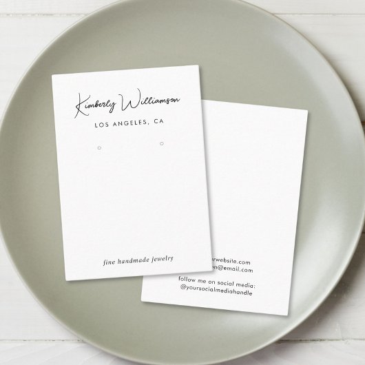 Chic Script Earring Display Kaart Visitekaartje