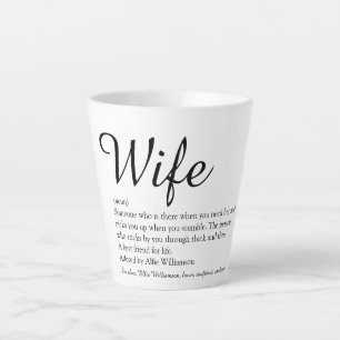 Chic Script Echtgenote Definitie Zwart en Wit Pret Latte Mok
