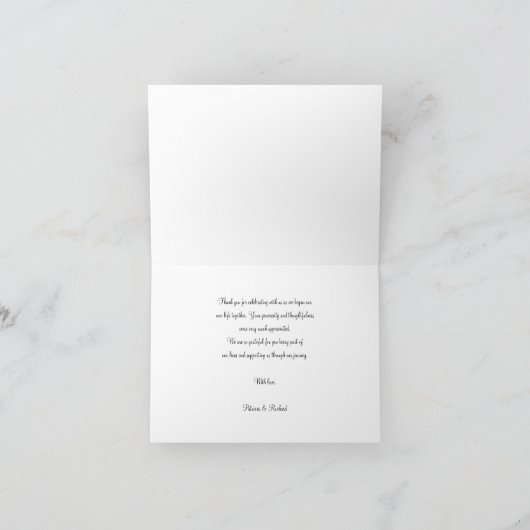 Chic Script Eenvoudige Elegante bruiloft Dank u Fo Bedankkaart (Binnen)