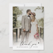 chic script eenvoudige foto bruiloft bedankt (Voorkant)