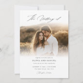 Chic Script Elegante Foto Overlay Witte bruiloft Kaart (Achterkant)