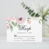 Chic Script Elegante Pastel Pioen Huwelijksreactie RSVP Kaartje (Staand voorkant)