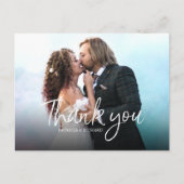 Chic Script Elegante Trouwfoto Dankjewel Briefkaart (Voorkant)
