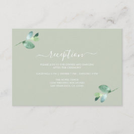 Chic script eucalyptus blad bruiloftsreceptie informatiekaartje