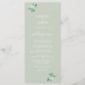 Chic Script Eucalyptus Foliage Green Wedding Menu (Voorkant)