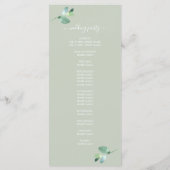 Chic Script Eucalyptus Foliage Green Wedding Programmakaart (Achterkant)