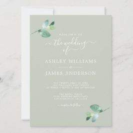 Chic Script Eucalyptus Foliage Minimal Weddenschap Kaart