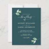 Chic Script Eucalyptus Foliage Minimal Weddenschap Kaart (Voorkant)