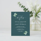 Chic Script Eucalyptus Foliage Minimal Weddenschap Kaart (Staand voorkant)