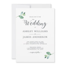 Chic Script Eucalyptus Foliage Minimal Weddenschap