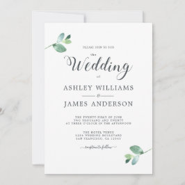 Chic Script Eucalyptus Foliage Minimal Weddenschap Kaart