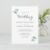 Chic Script Eucalyptus Foliage Minimal Weddenschap Kaart (Staand voorkant)
