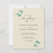 Chic Script Eucalyptus Foliage Minimal Weddenschap Kaart (Voorkant)