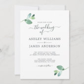 Chic Script Eucalyptus Foliage Minimal Weddenschap Kaart (Voorkant)