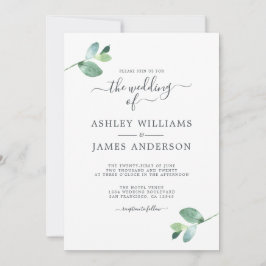 Chic Script Eucalyptus Foliage Minimal Weddenschap Kaart