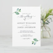 Chic Script Eucalyptus Foliage Minimal Weddenschap Kaart (Staand voorkant)