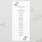 Chic Script Eucalyptus Foliage Minimal Weddenschap Programmakaart (Achterkant)
