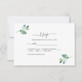 Chic Script Eucalyptus Foliage Minimal Weddenschap RSVP Kaartje (Voorkant)