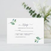 Chic Script Eucalyptus Foliage Minimal Weddenschap RSVP Kaartje (Staand voorkant)