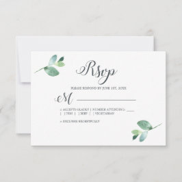 Chic Script Eucalyptus Foliage Minimal Weddenschap RSVP Kaartje