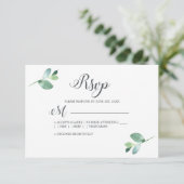 Chic Script Eucalyptus Foliage Minimal Weddenschap RSVP Kaartje (Staand voorkant)