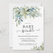 Chic Script Eucalyptus Greenery Baby Sprinkle Kaart (Voorkant)
