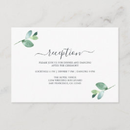 Chic Script Eucalyptus Loof Huwelijksreceptie Informatiekaartje