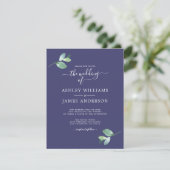 Chic Script Eucalyptus Loof Minimal Huwelijk Kaart (Staand voorkant)