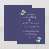 Chic Script Eucalyptus Loof Minimal Huwelijk Kaart (Voorkant / Achterkant)