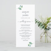 Chic Script Eucalyptus Loof Minimal Huwelijk Menu (Staand voorkant)