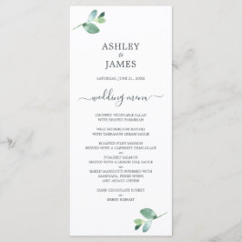 Chic Script Eucalyptus Loof Minimal Huwelijk Menu