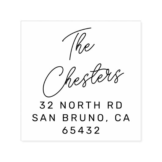 Chic Script-familienaam en modern adres Zelfinktende Stempel (Design)
