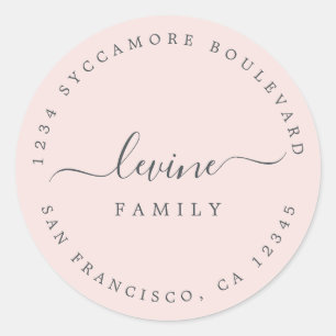 Chic Script Familienaam Retouradres Ronde Sticker