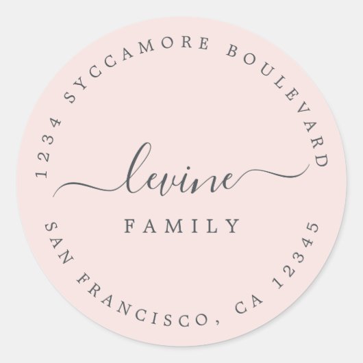 Chic Script Familienaam Retouradres Ronde Sticker (Voorkant)