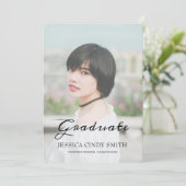 Chic Script Faux Vellum Effect Photo Afstuderen Kaart (Staand voorkant)