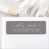 Chic Script Flanel Grijs Huwelijks Retouradres Etiket (Insitu)