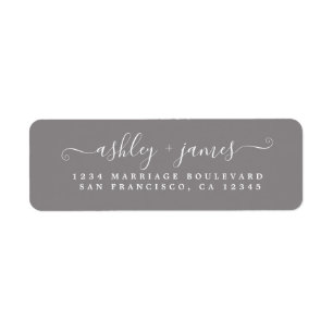 Chic Script Flanel Grijs Huwelijks Retouradres Etiket
