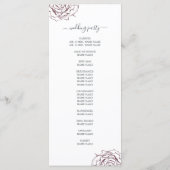 Chic Script Floral Burgundy Roos Simple Wedding Programmakaart (Achterkant)
