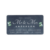 Chic Script Foliage Future Mr Mrs Wedding Address Etiket (Voorkant)