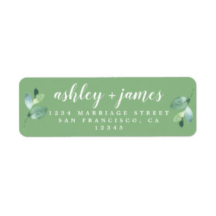 Chic Script Foliage Green Return-adres Etiket
